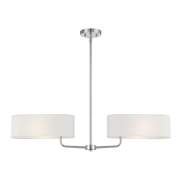 Designers Fountain Midtown 60 Watt 2 Light Polished Nickel Pendant with White Fabric Shade D253M-IS-PN - main